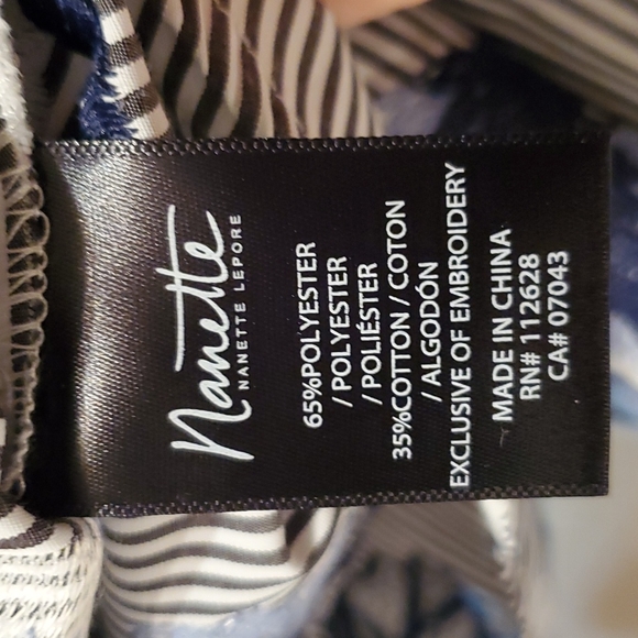 Nanette Lepore blue floral striped button down shirt - Picture 9 of 9